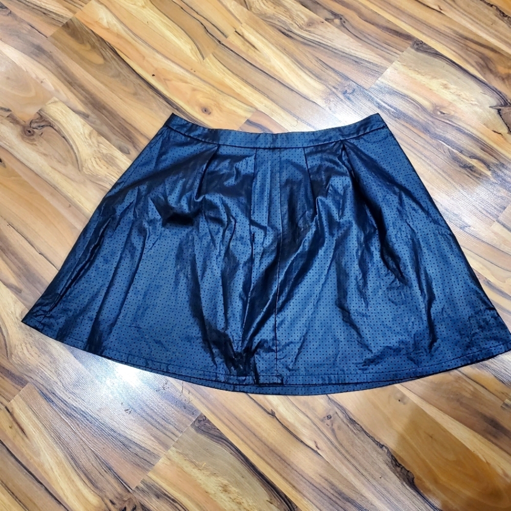 Black perforated vegan leather skirt size 18